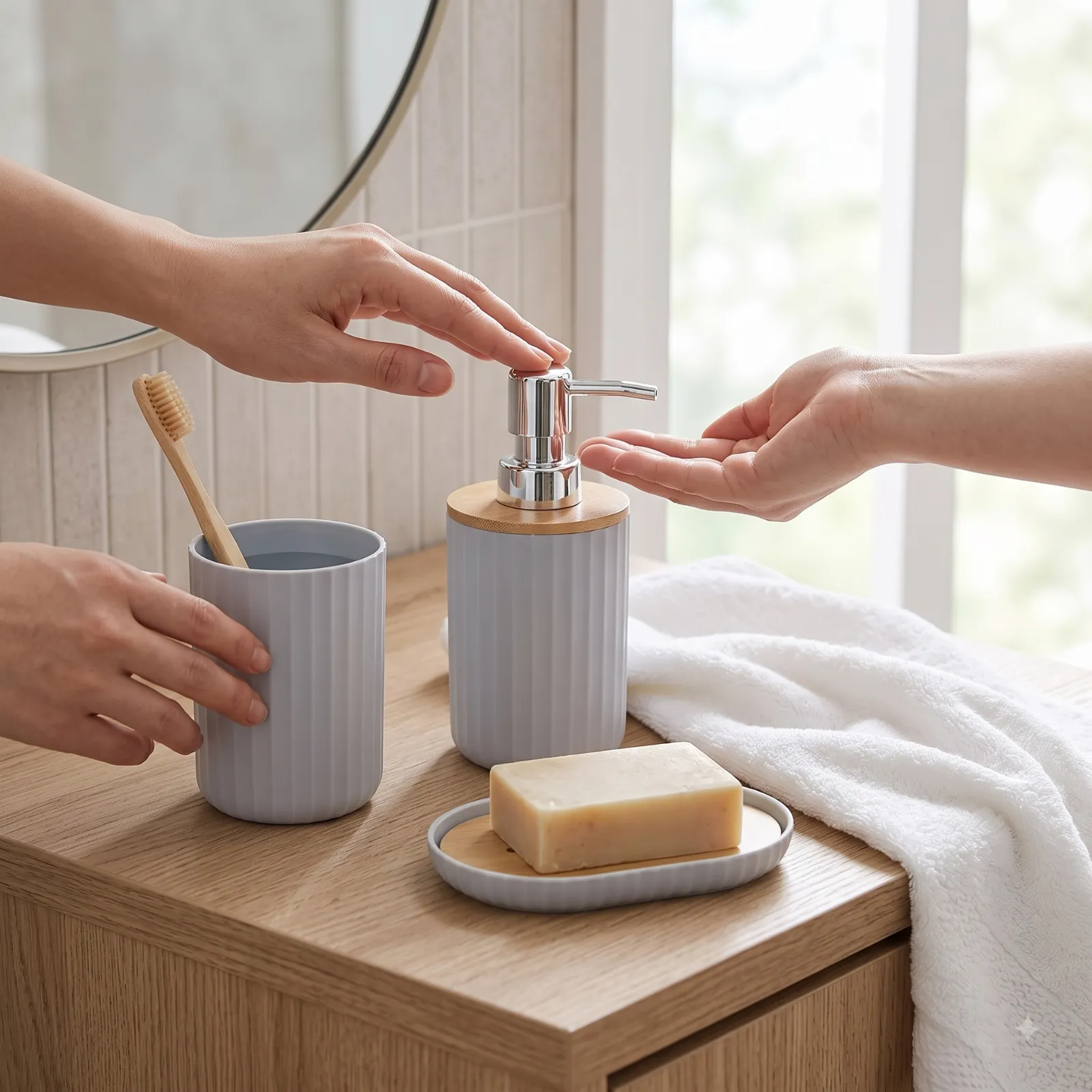 3 Piece Bathroom Accessories Set for Organized Washrooms